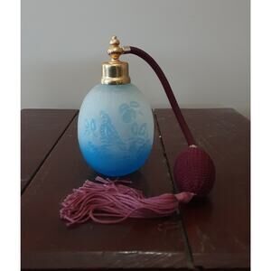 Vintage Cameo Glass Perfume Atomizer with Partridge Design